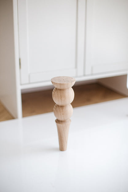 Konische Holzmöbelfüße mit Doppelkugel-Detail – gedrechseltes Design, H250 mm