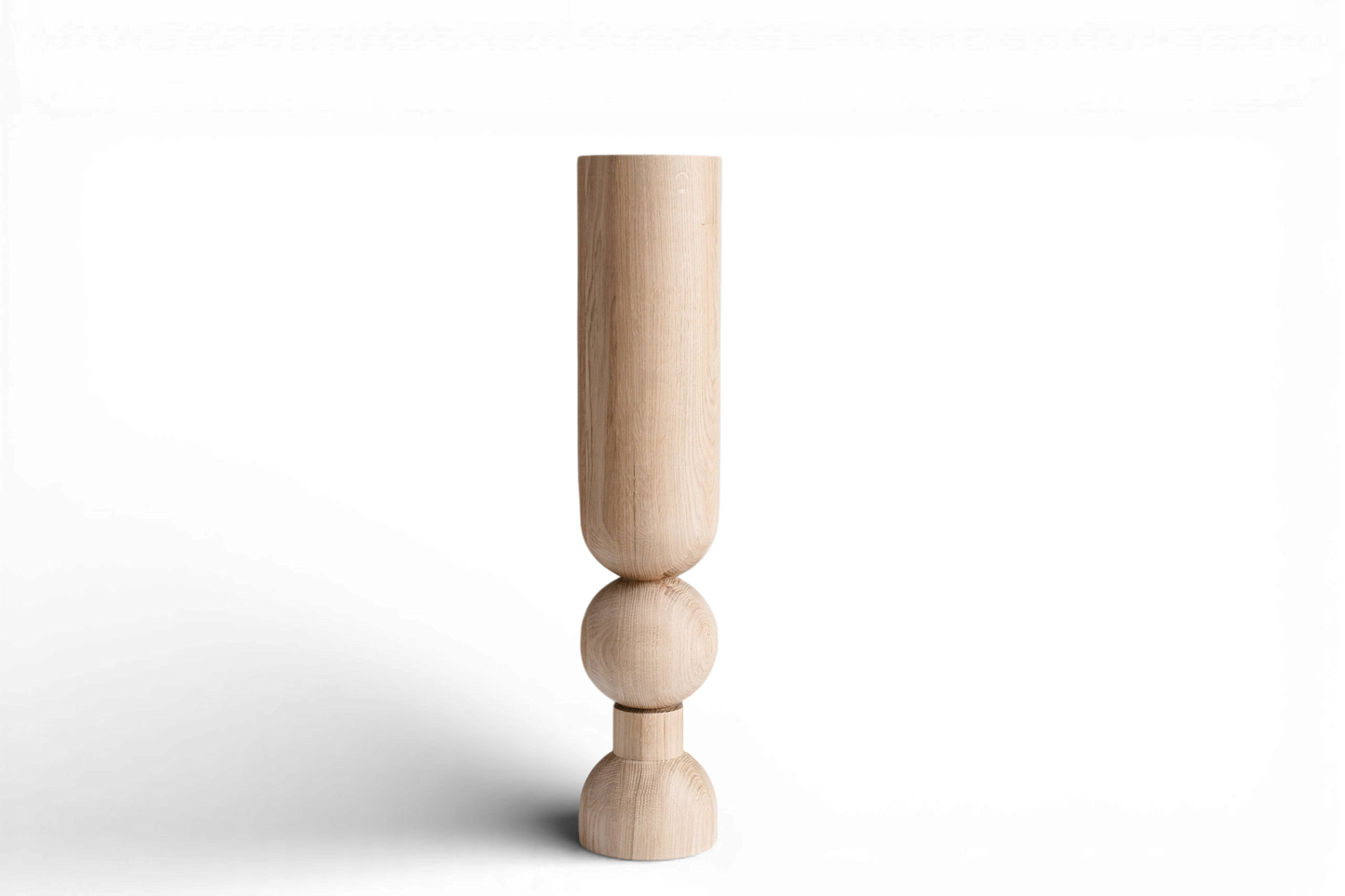 Wooden Table & Bar Leg with Bottom Sphere Detail – Lathe-Turned Design, H690 mm