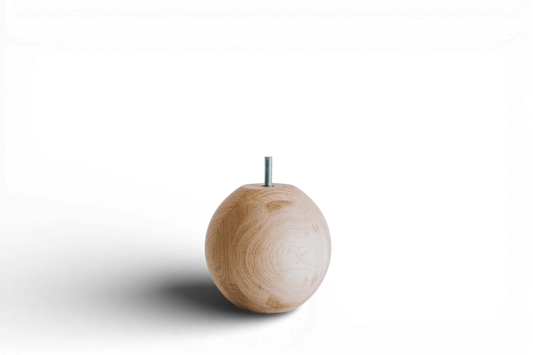 Rund gedrechselter Holzmöbelfuß mit Kugel-Detail – gedrechseltes Design, H110 mm