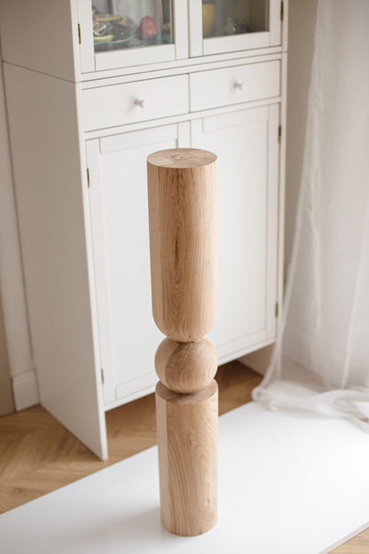 Wooden Table & Bar Leg with Center Sphere Detail – Lathe-Turned Design, H900 mm