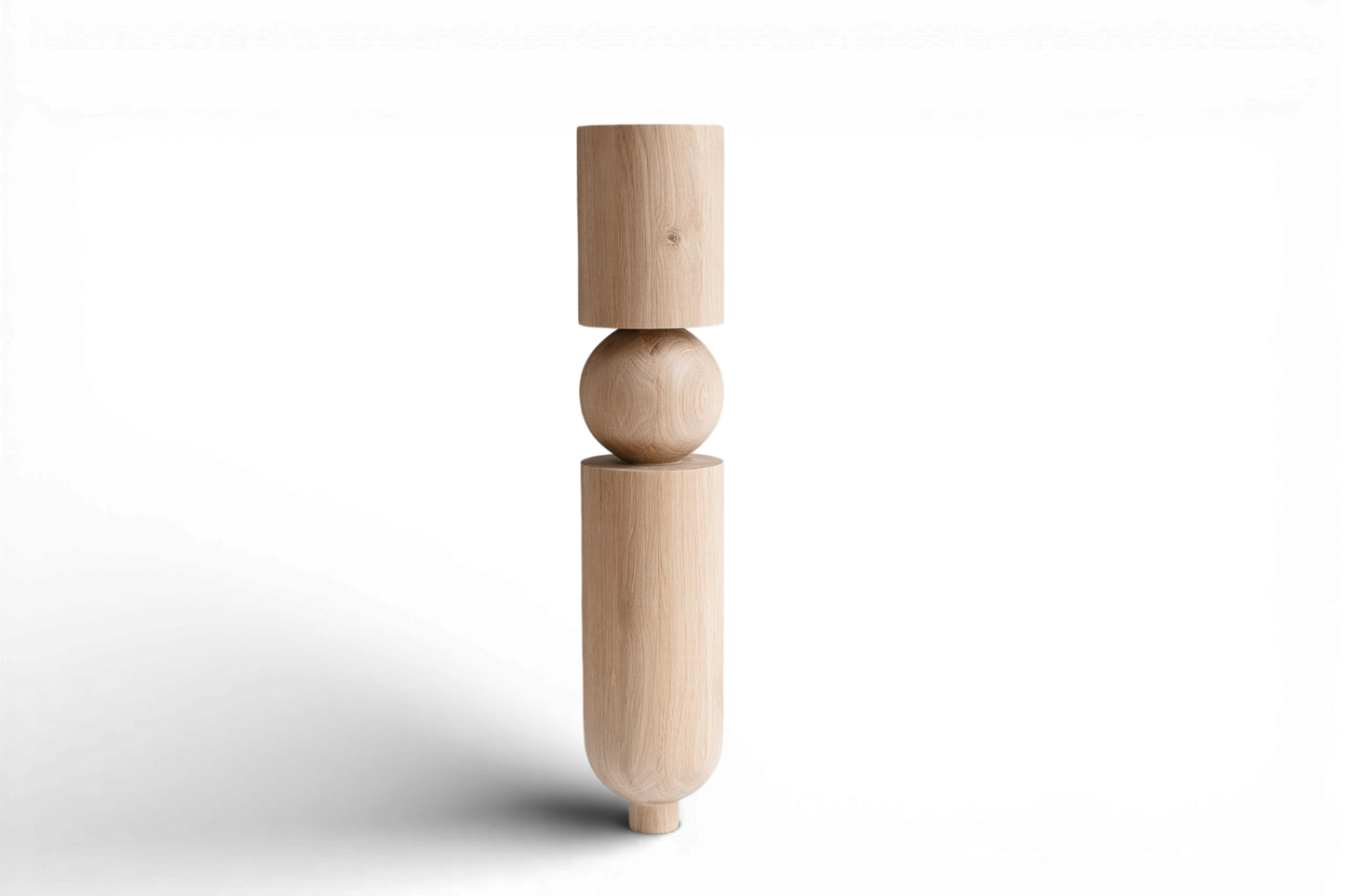 Wooden Table & Bar Leg with Rounded Sphere Detail – Lathe-Turned Design, H690 mm