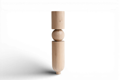 Wooden Table & Bar Leg with Rounded Sphere Detail – Lathe-Turned Design, H690 mm