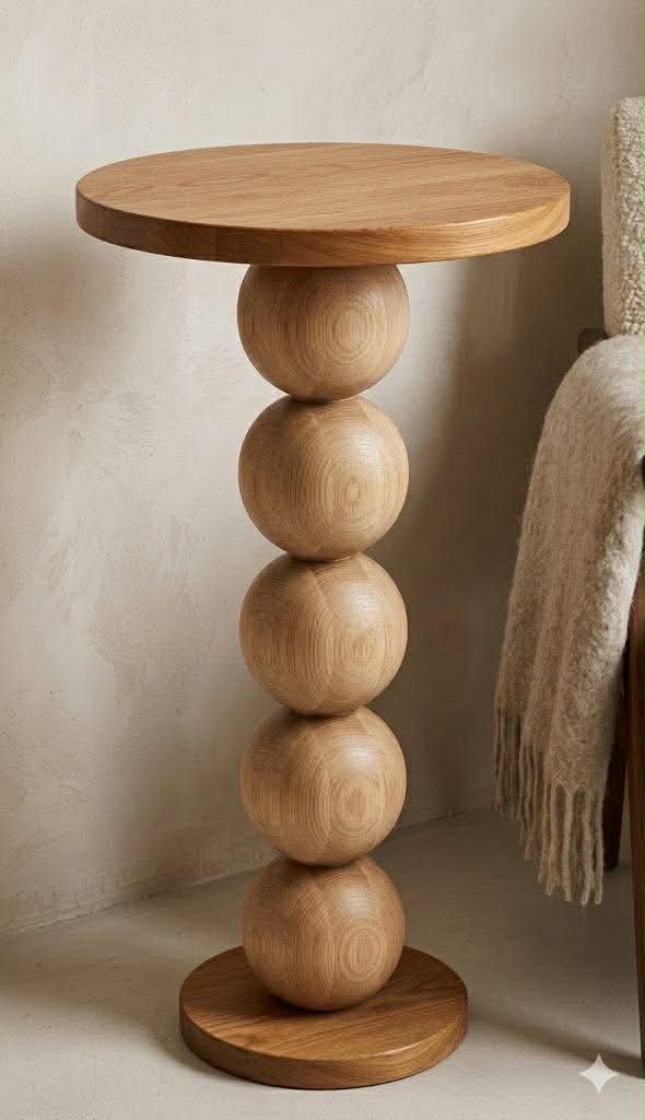Möbelbein aus Holz mit fünf Kugeldetails – Drechseldesign, H730 mm