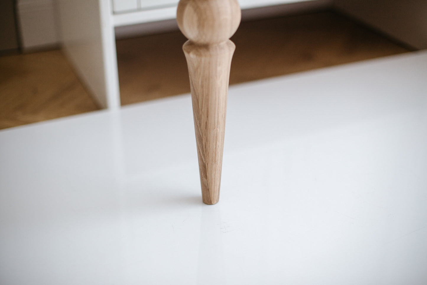 Tapered Wooden Furniture Legs with Double Ball Detail – Lathe-Turned Design, H350 mm