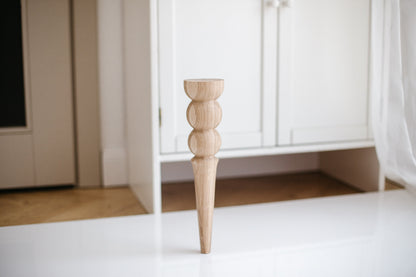 Tapered Wooden Furniture Legs with Double Ball Detail – Lathe-Turned Design, H350 mm