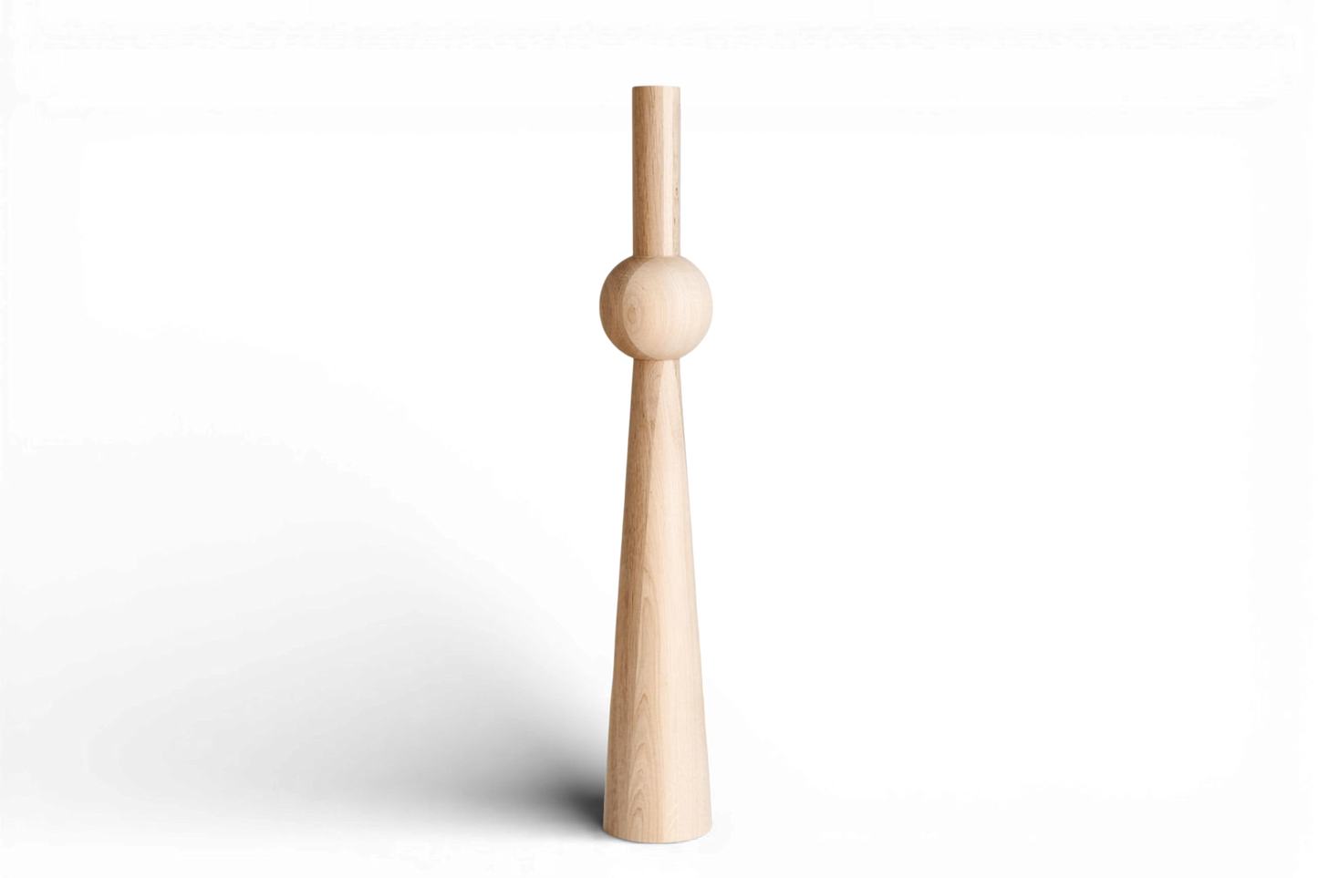 Wooden Furniture Leg with Sphere Detail – Lathe-Turned Table Support, H760 mm