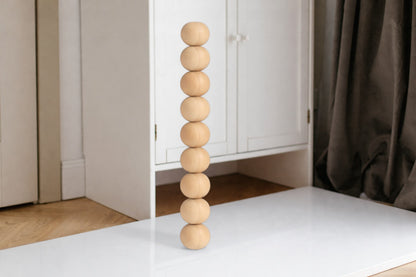 Gedrechseltes Tischbein aus Holz – Neun-Kugel-Design, 739 mm