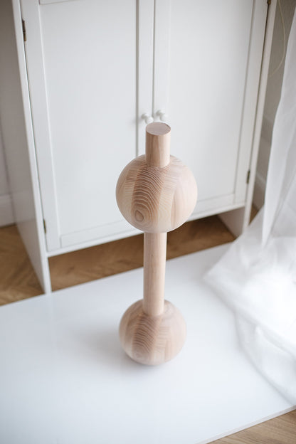 Wooden Furniture Leg with Double Sphere Detail – Lathe-Turned Design, H670 mm