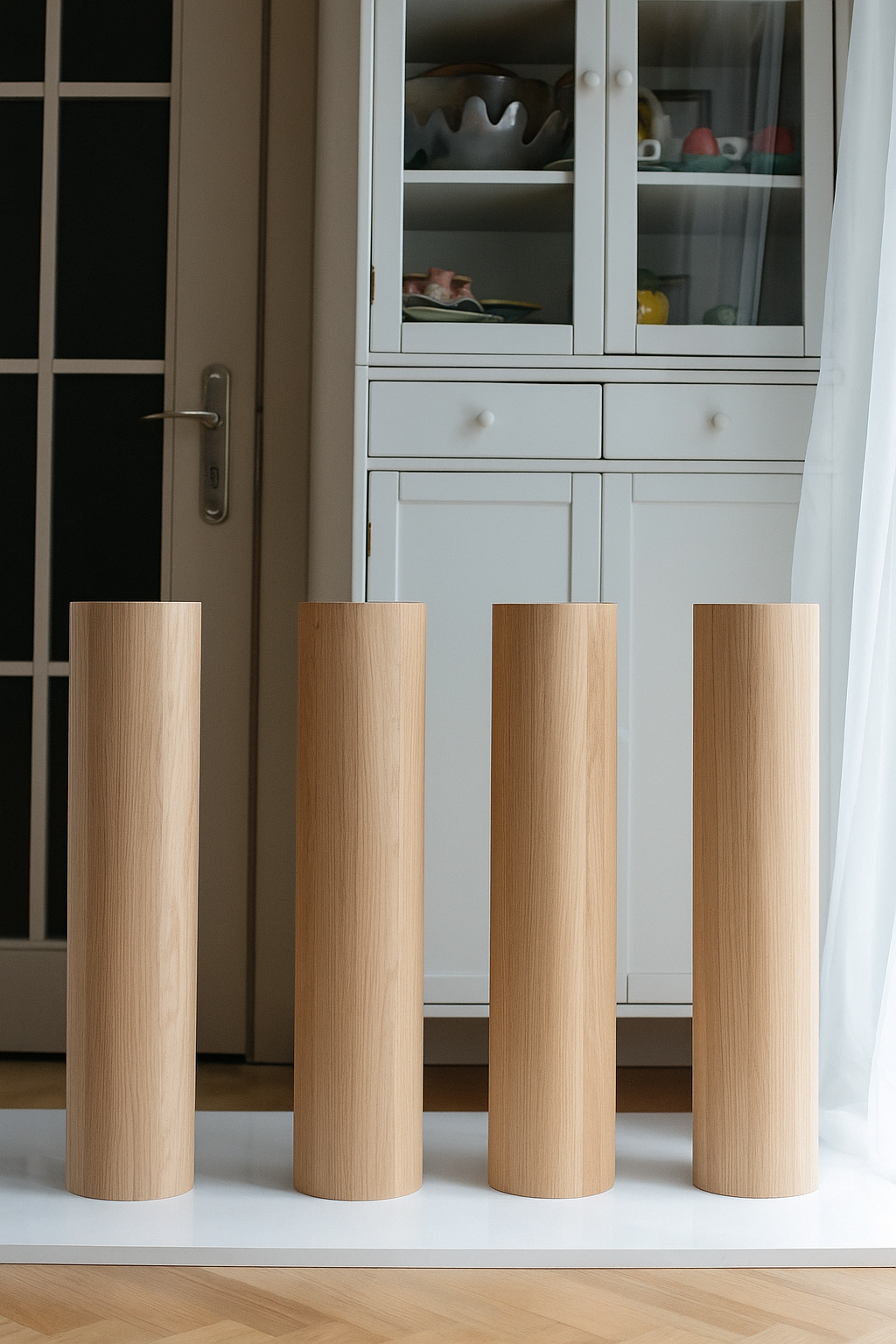 Turned Round Wooden Table & Bar Leg – Smooth Straight Design, H690 mm