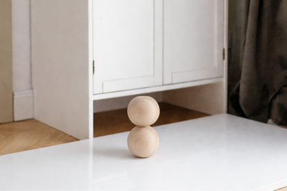 Wooden Furniture Leg with Two Spheres Detail – Handmade, H161 mm