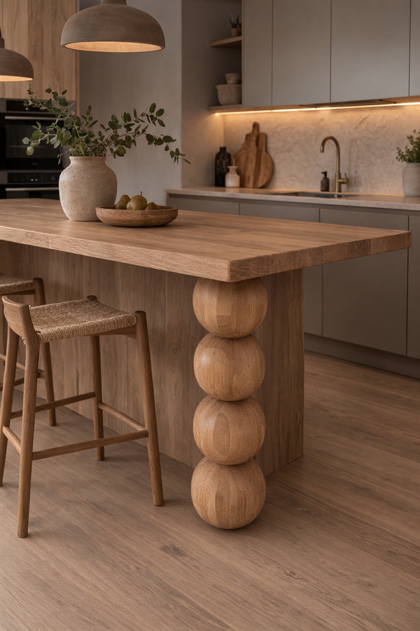 Holzmöbelfuß mit vier Kugeln – Gedrechseltes Design, H670 mm