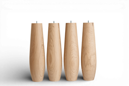 Tischbeine aus massiver Eiche 4er Set – Ovale hölzerne Esstischbeine 736 mm