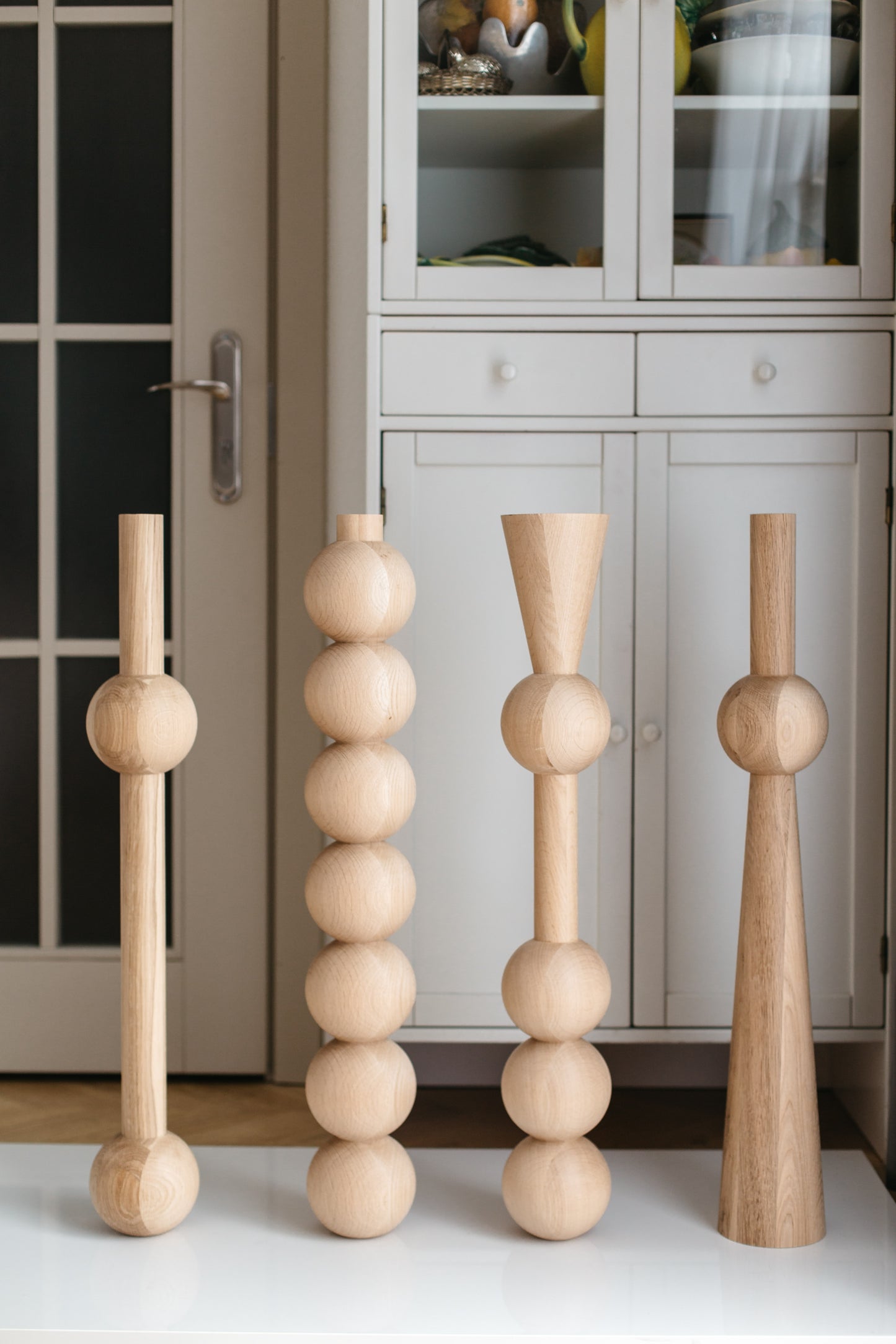 Massivholzmöbelbeine aus Eiche – handgefertigte Tischbeine, 4er-Set, H760 mm