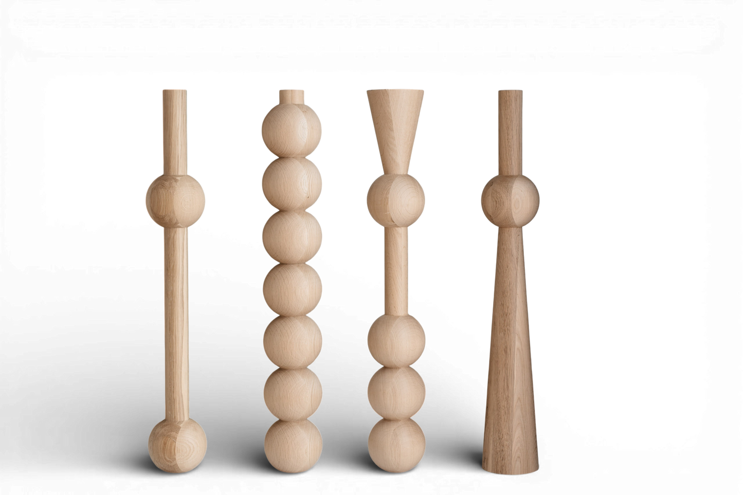 Massivholzmöbelbeine aus Eiche – handgefertigte Tischbeine, 4er-Set, H760 mm