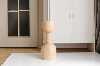 Natural Wooden Coffee Table Leg – Lathe-Turned Furniture Support, H450 mm