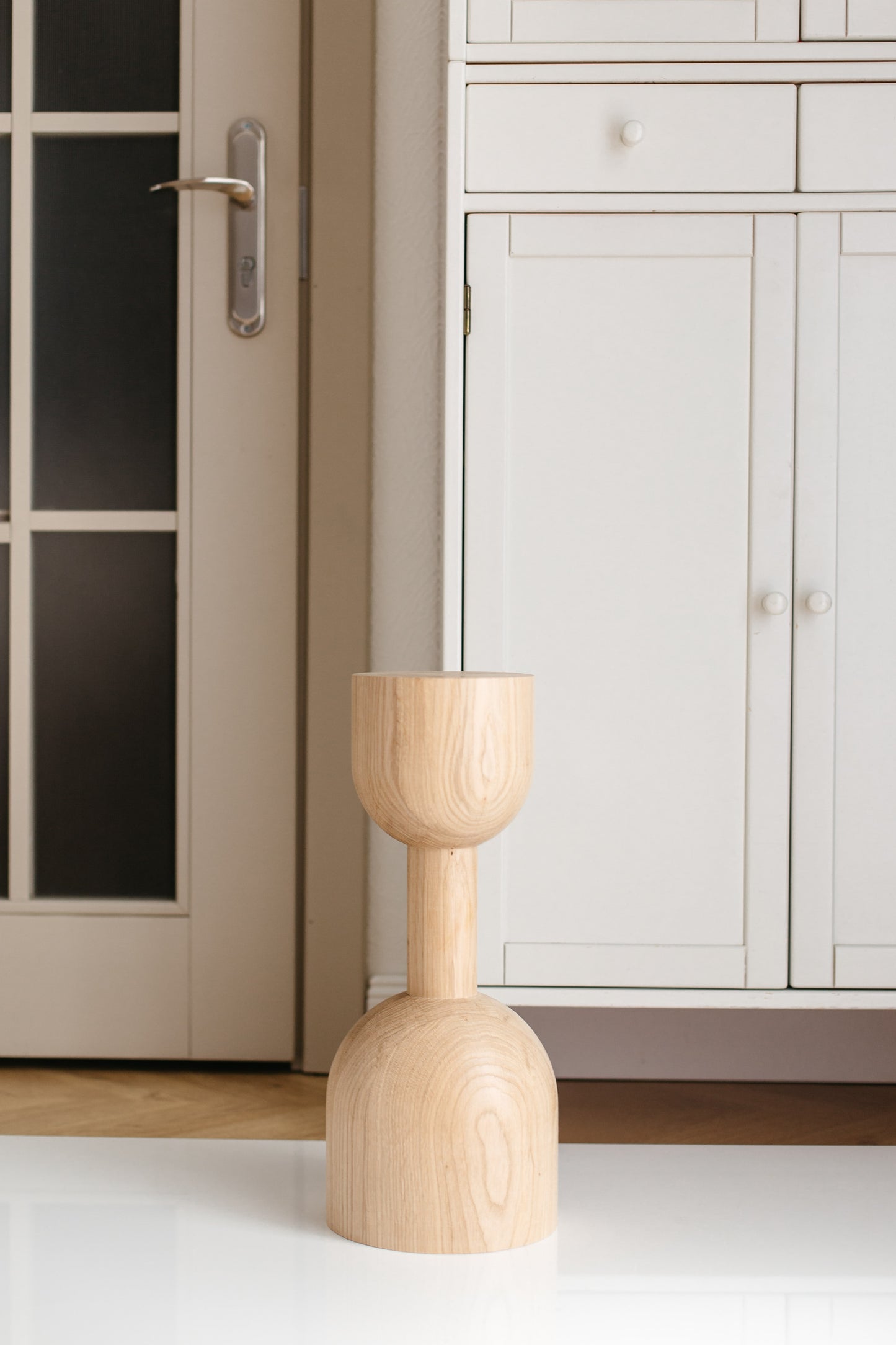 Natural Wooden Coffee Table Leg – Lathe-Turned Furniture Support, H450 mm
