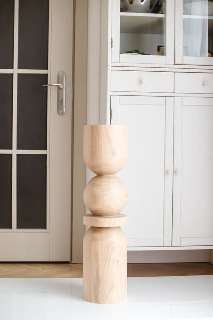 Wooden Table & Bar Leg with Center Sphere Detail – Lathe-Turned Design, H710 mm