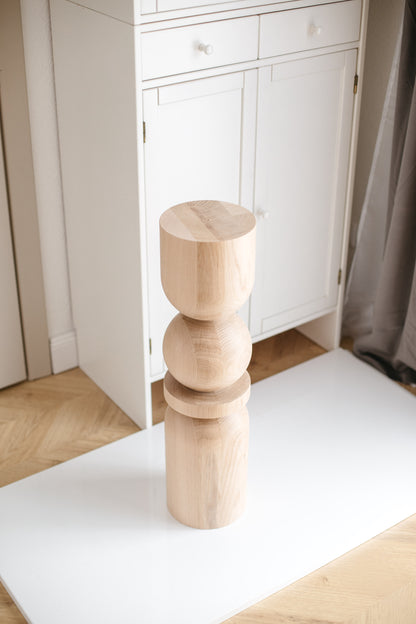 Wooden Table & Bar Leg with Center Sphere Detail – Lathe-Turned Design, H710 mm