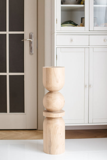 Wooden Table & Bar Leg with Center Sphere Detail – Lathe-Turned Design, H710 mm