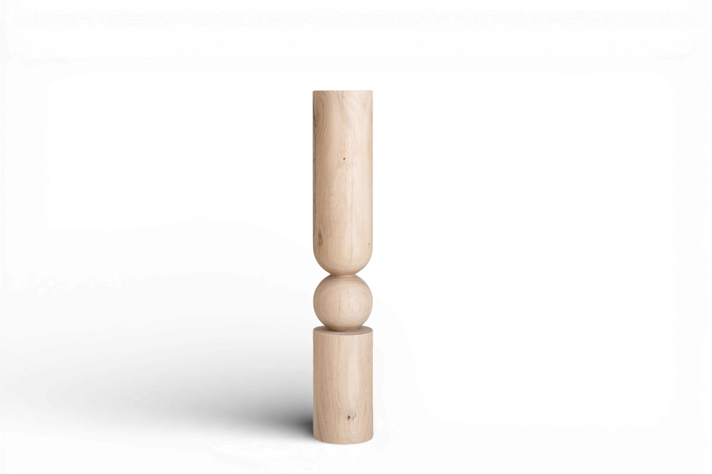 Wooden Table & Bar Leg with Center Sphere Detail – Lathe-Turned Design, H690 mm