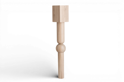 Holztisch & Barbein mit quadratischer Platte – gedrechseltes Design, H900 mm