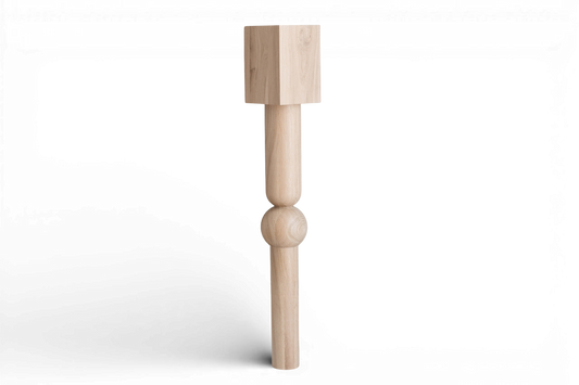 Holztisch & Barbein mit quadratischer Platte – gedrechseltes Design, H900 mm