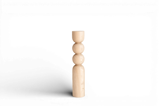 Natural Wooden Coffee Table Leg with Dual Sphere Detail – Handmade Design, H540 mm