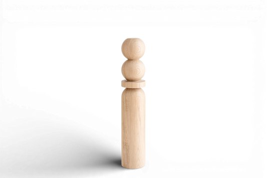 Natural Wooden Coffee Table Leg with Dual Top Spheres – Handmade Design, H540 mm