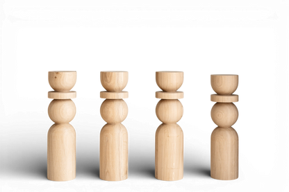 Tischbeine aus Naturholz für Couchtische mit Kugelschmuck – Handgefertigt, 4er-Set, H380 mm