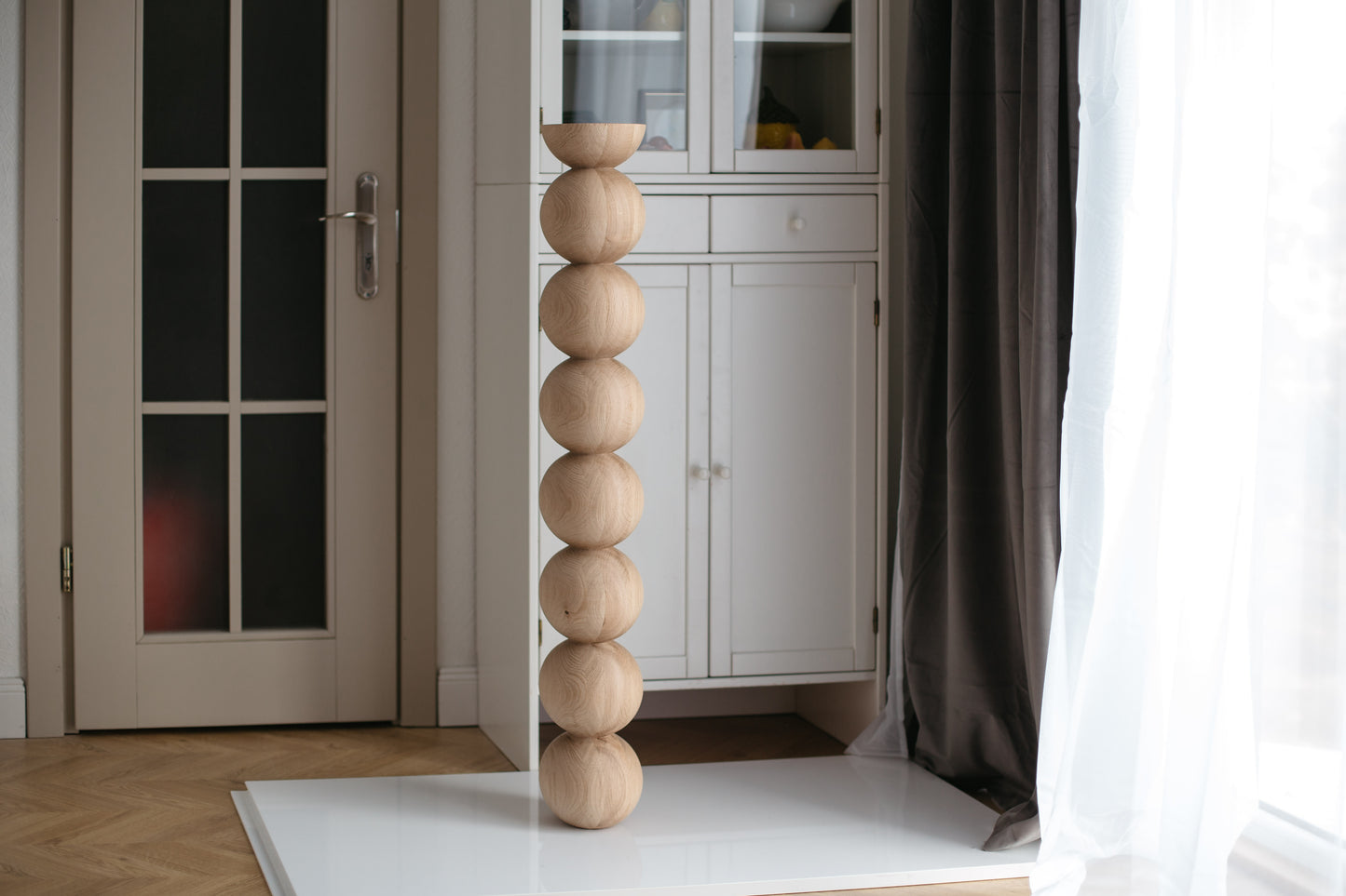Tall Wooden Bar & Table Leg – Lathe-Turned Furniture Support, H1100 mm