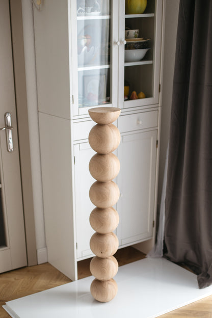 Tall Wooden Bar & Table Leg – Lathe-Turned Furniture Support, H1100 mm
