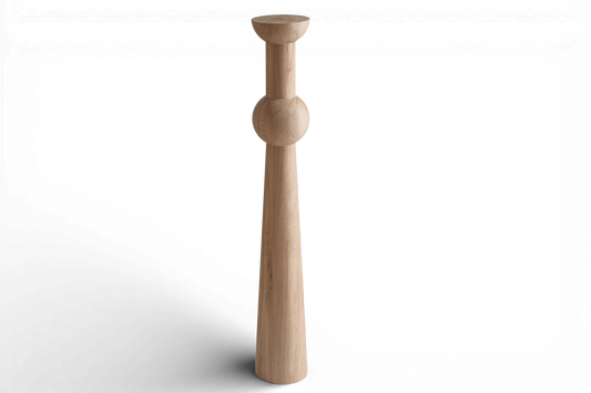 Hoher Holztisch & Barstützbein – Drechseldesign, H1100 mm