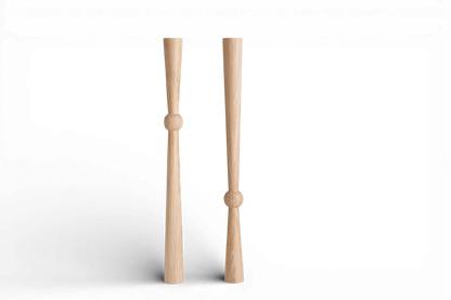 Holztisch- & Bartischbein mit Mittelkugel – Massive Eiche, handgefertigt, 2er-Set, H870 mm