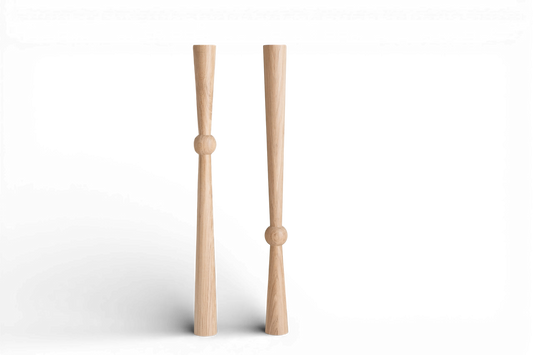 Holztisch- & Bartischbein mit Mittelkugel – Massive Eiche, handgefertigt, 2er-Set, H870 mm