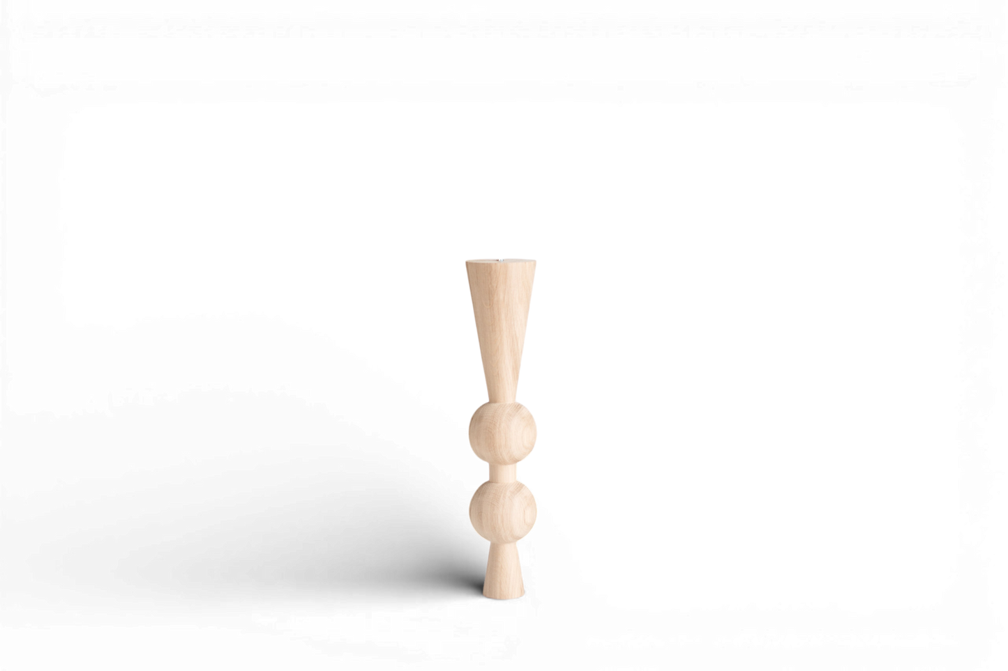 Tischbein aus Naturholz mit zwei oberen Kugeln – handgefertigtes Design, H400 mm
