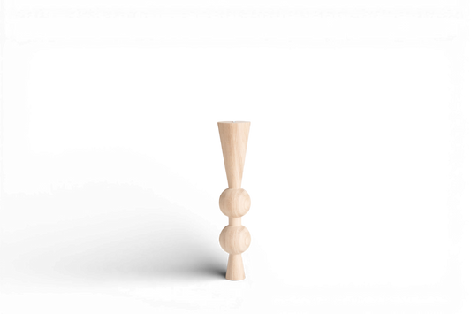 Natural Wooden Coffee Table Leg with Dual Top Spheres – Handmade Design, H400 mm