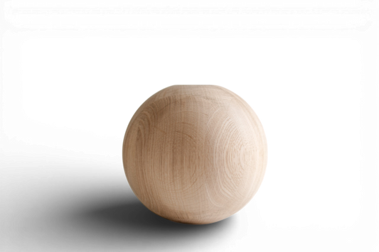 Rund gedrechselter Möbelbein mit Kugelsymbol – Drechseldesign, H180 mm