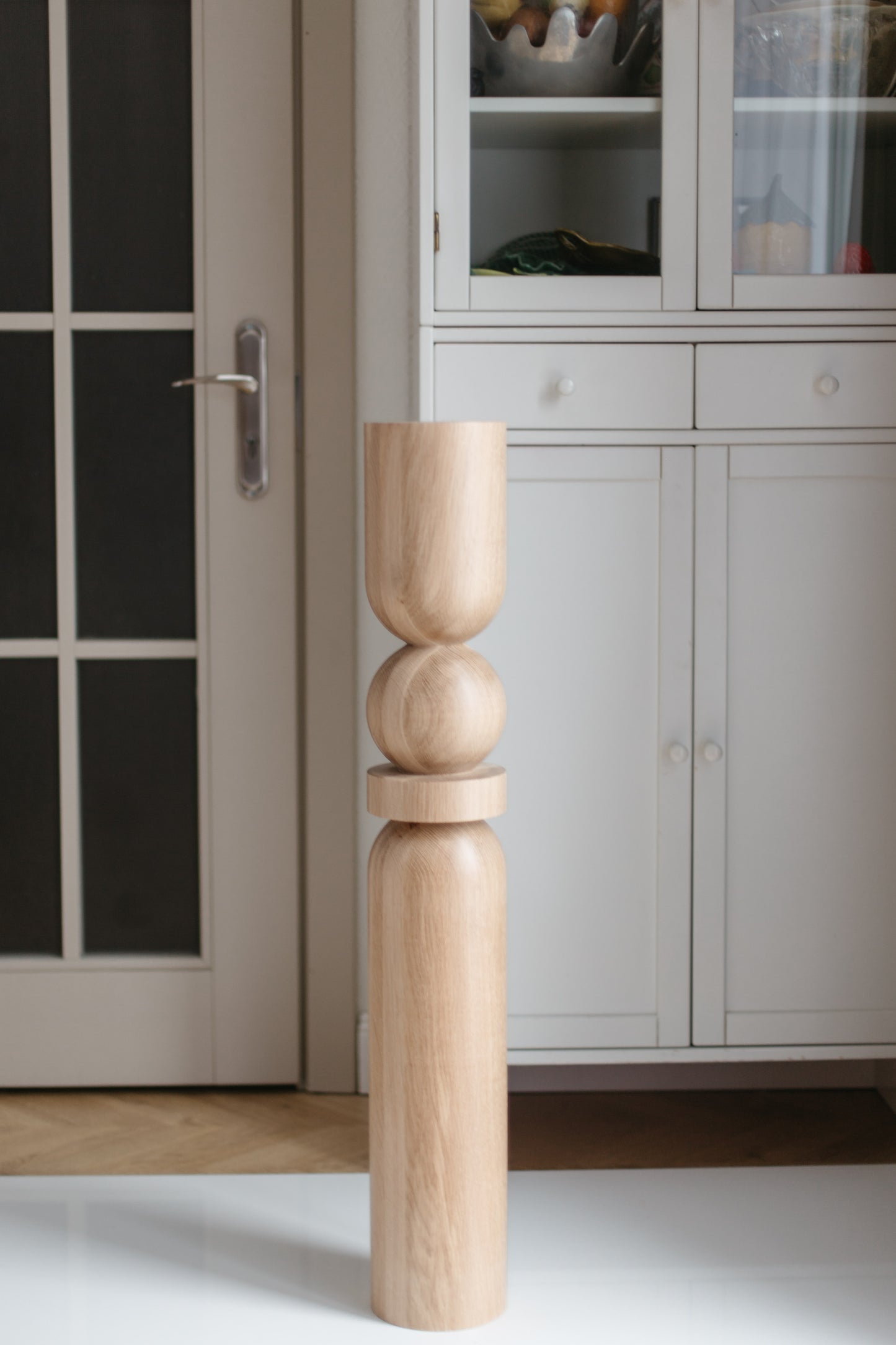 Wooden Table & Kitchen Island Leg with Center Sphere – Handmade Design, H900 mm