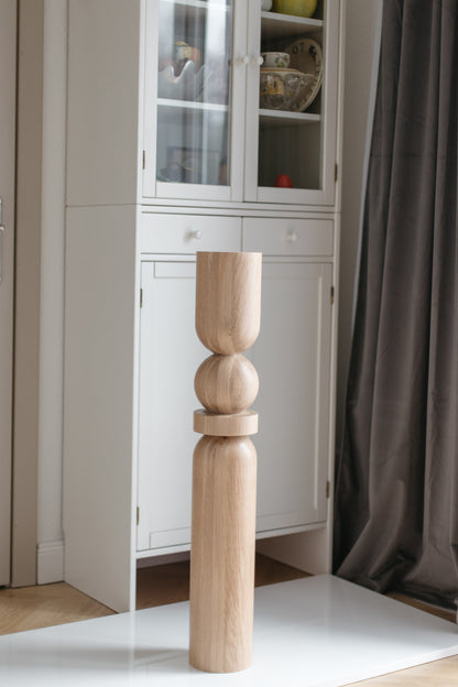 Wooden Table & Kitchen Island Leg with Center Sphere – Handmade Design, H900 mm