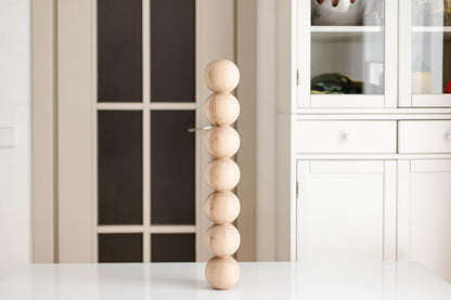 Tisch- und Bartischbein aus Holz mit sieben Kugeln – handgefertigtes Design, H574 mm