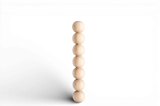Tisch- und Bartischbein aus Holz mit sieben Kugeln – handgefertigtes Design, H574 mm