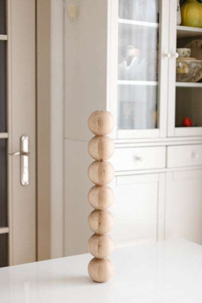 Tisch- und Bartischbein aus Holz mit sieben Kugeln – handgefertigtes Design, H574 mm