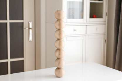 Tisch- und Bartischbein aus Holz mit sieben Kugeln – handgefertigtes Design, H574 mm