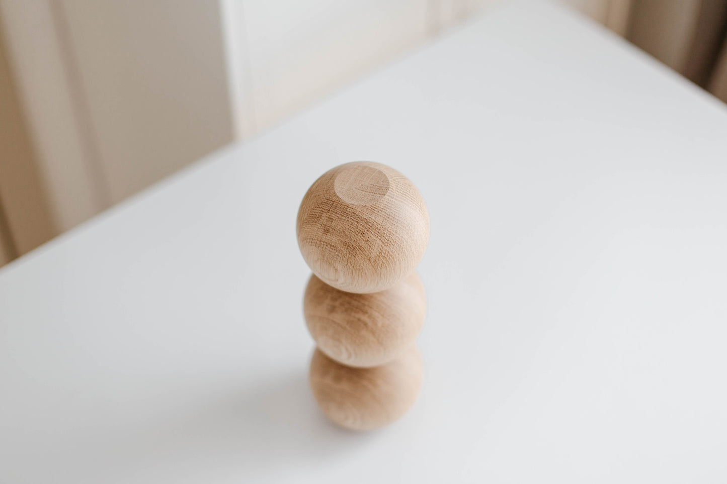 Round Turned Wooden Furniture Leg with Triple Sphere Detail – Handmade, H244 mm