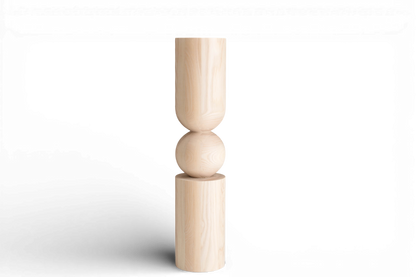 Tisch- und Kücheninselbein aus Holz mit zentraler Kugel – handgefertigtes Design, H902 mm