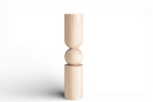 Tisch- und Kücheninselbein aus Holz mit zentraler Kugel – handgefertigtes Design, H902 mm