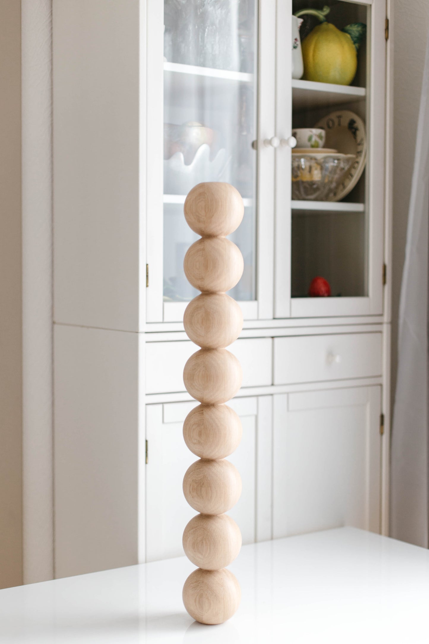 Wooden Table & Bar Leg with Eight Sphere Details – Handmade Design, H690 mm
