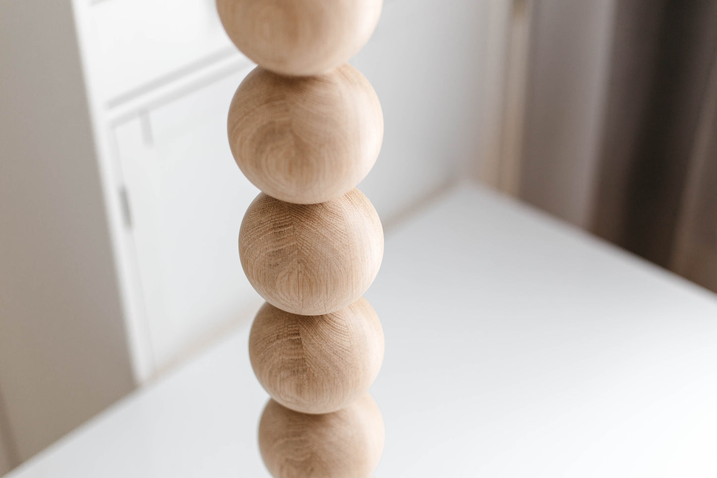 Wooden Table & Bar Leg with Eight Sphere Details – Handmade Design, H690 mm