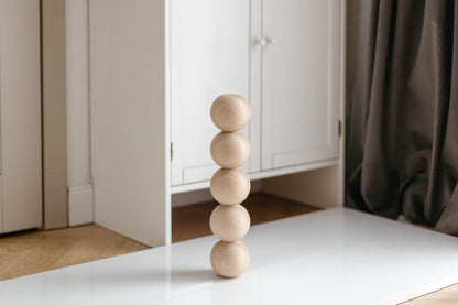 Holztischbein – Fünf Kugeldrechsel-Design, 409 mm