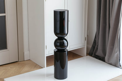Möbelfuß aus Birkenholz, Schwarz Hochglanz, für Kücheninsel – RAL9005, H690 mm